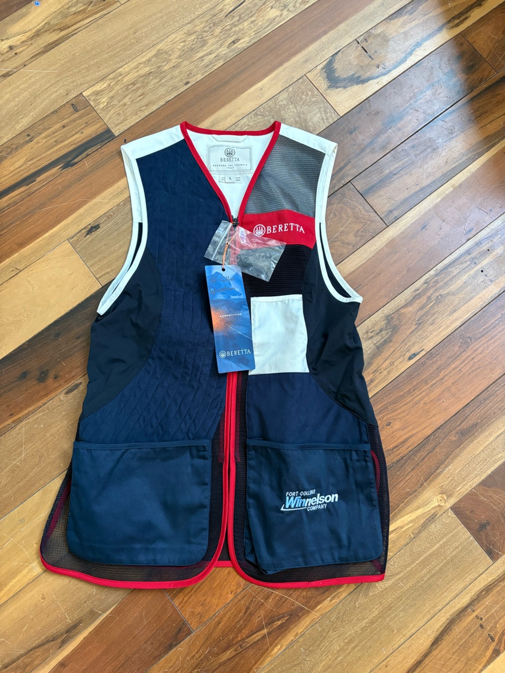 Beretta Men's Navy Blue and Red Shooting Vest